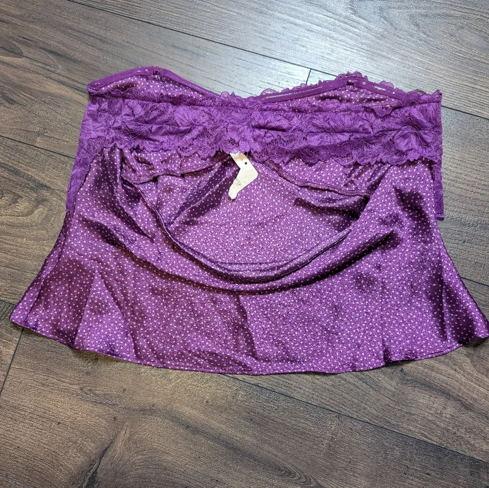 Free People Y2k All Dressed Up Lace Polka Dot Strapless No Straps Size L‎